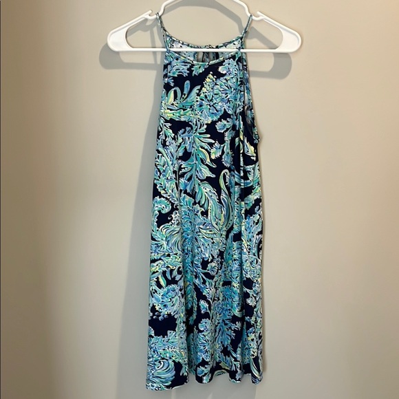 Lilly Pulitzer Blue and Green Small Halter Sundress - Picture 3 of 13